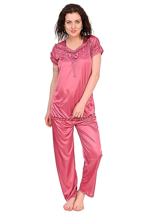 CHIC FITZ Women Top & Pyjama Set Onion Solid