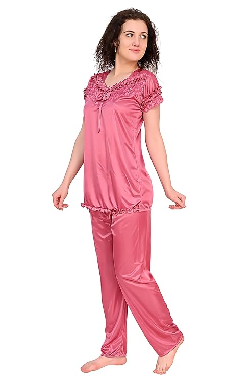 CHIC FITZ Women Top & Pyjama Set Onion Solid