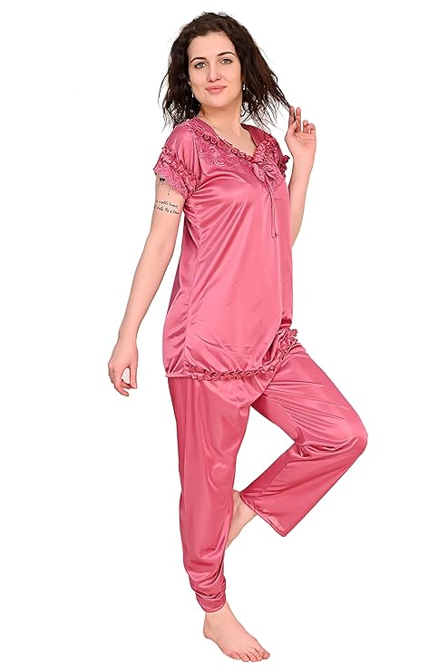 CHIC FITZ Women Top & Pyjama Set Onion Solid