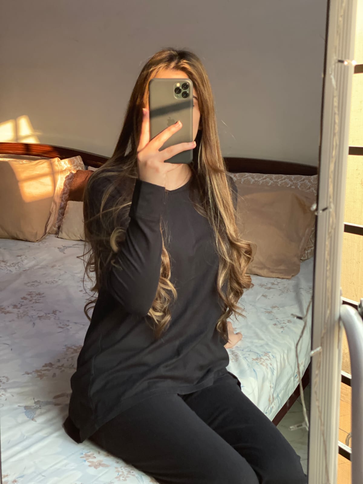 Plain Black V Neck with Palazzo Style Pajama Full Sleeves Suit for Her (AA-64)