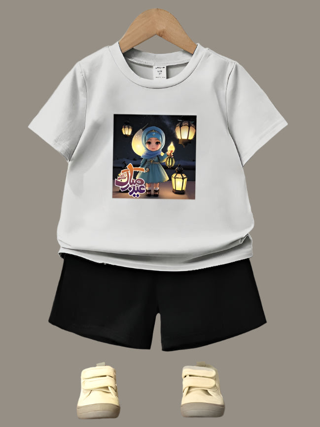 PACK OF 2 WITH EID MUBARAK PRINT ON SHIRTS FOR KIDS