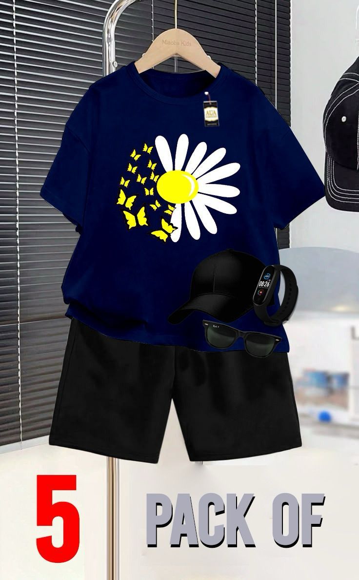 PACK OF 5 SUNFLOWER PRINTED SUMMER COLLECTION FOR KIDS
