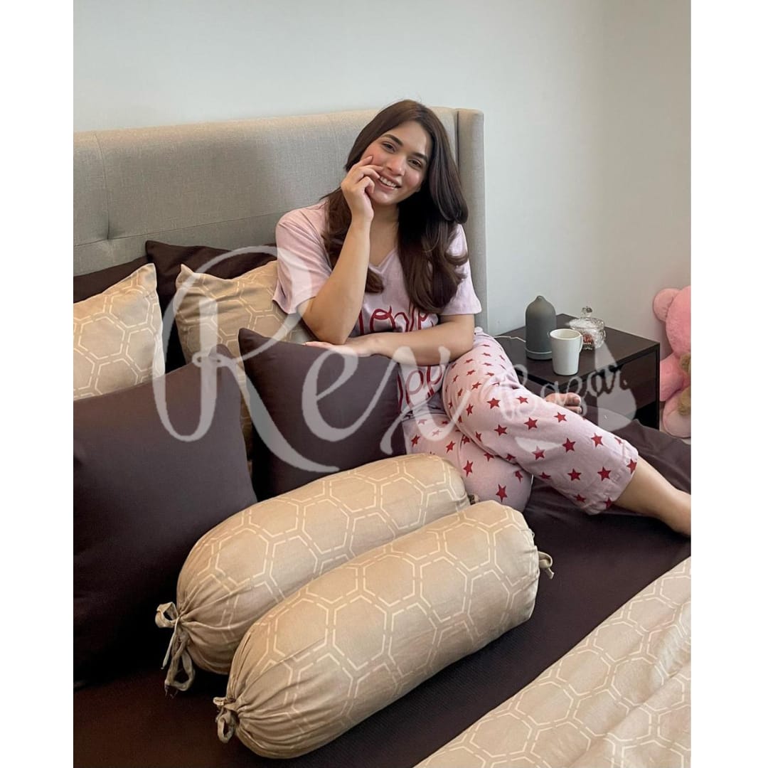 Love Sleep Printed Half Sleeves Night Suit For Her (AA-147)