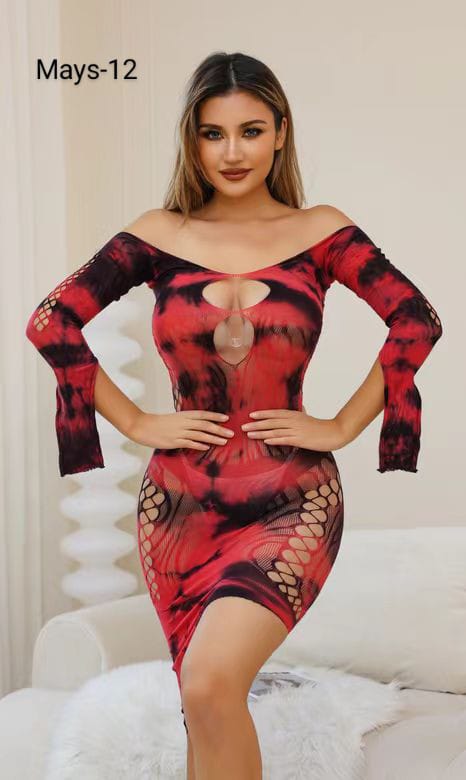 Mesh Print Mini Dress