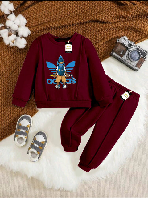 ADIDAS MAROON KIDS WINTER TRACKSUIT