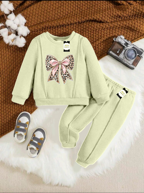GIRLS PRINTED BEIGE KIDS WINTER TRACK SUIT