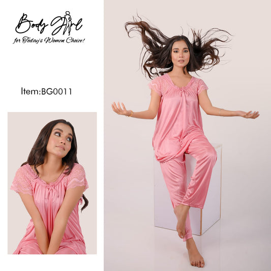 CHIC FITZ Women Top & Pyjama Set Onion Solid
