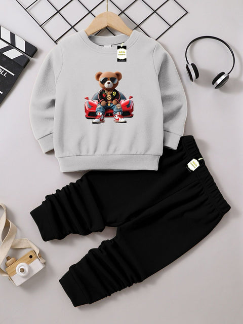 SWAG TEDDY GRAY & BLACK KIDS WINTER TRACK SUIT