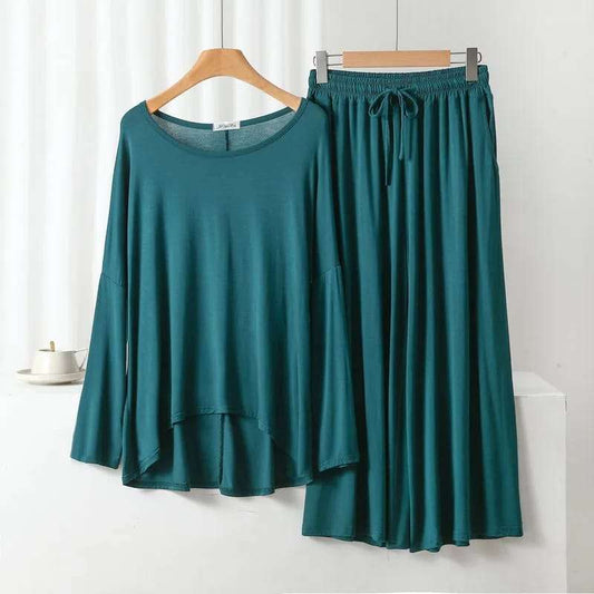 Green Loose Sleeves T-Shirt With Plazzo Trouser Suit  (AA-94)