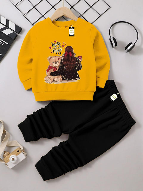 PRINTED YELLOW & BLACK KIDS WINTER TRACK SUIT