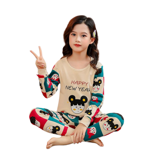 Happy New Year Printed Night Suit For Kids