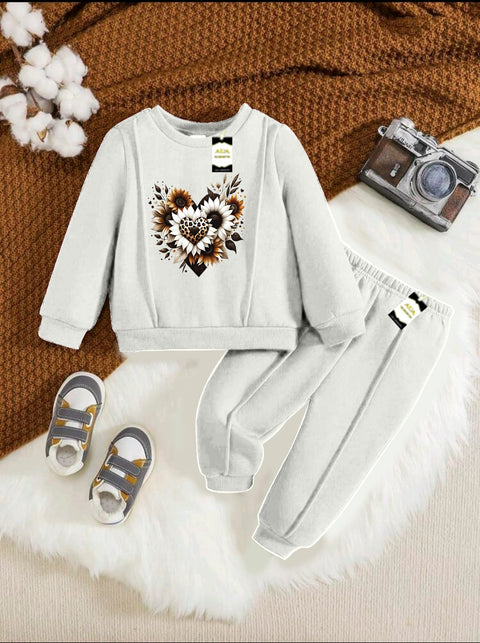 FLOWERS LIGHT GREY KIDS WINTER TRACKSUIT