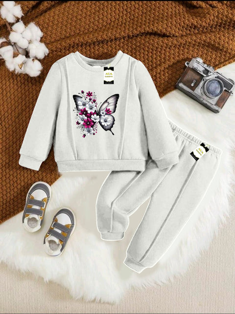 BUTTERFLY LIGHT GREY KIDS WINTER TRACKSUIT
