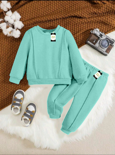 PLAIN SEA BLUE KIDS WINTER TRACKSUIT