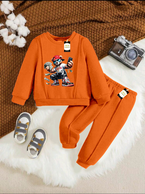 ROBOTIC BEAR ORANGE KIDS WINTER TRACKSUIT