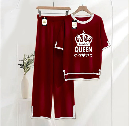 QUEEN PRINTED FOR SUMMER COLLECTION TURKISH CO-ORD SET FOR WOMEN