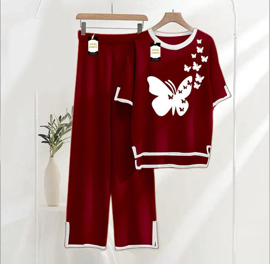 FLYING BUTTERFLY PRINTED FOR SUMMER COLLECTION TURKISH O-ORD SET FOR WOMEN