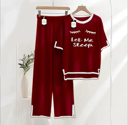LETS ME SLEEP PRINTED FOR SUMMER COLLECTION TURKISH CO-ORD SET FOR WOMEN