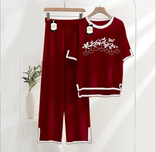 LOVE PRINTED FOR SUMMER COLLECTION TURKISH CO-ORD SET FOR WOMEN