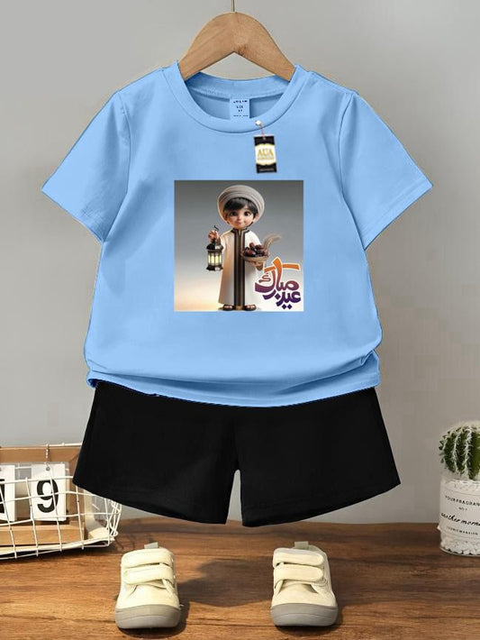 PACK OF 2 WITH EID MUBARAK PRINT ON SHIRTS FOR KIDS