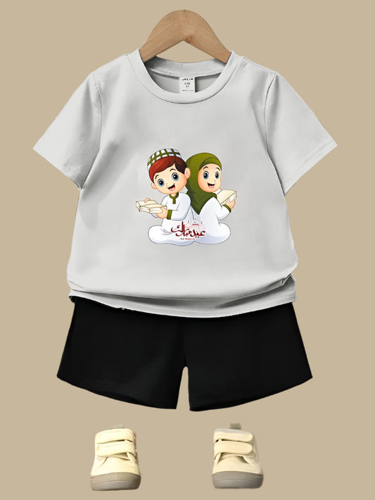 PACK OF 2 WITH EID MUBARAK PRINT ON SHIRTS FOR KIDS