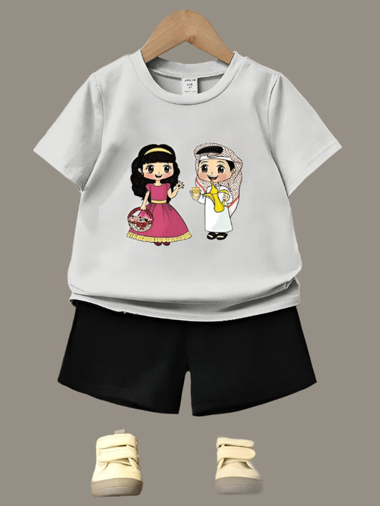 PACK OF 2 WITH EID MUBARAK PRINT ON SHIRTS FOR KIDS
