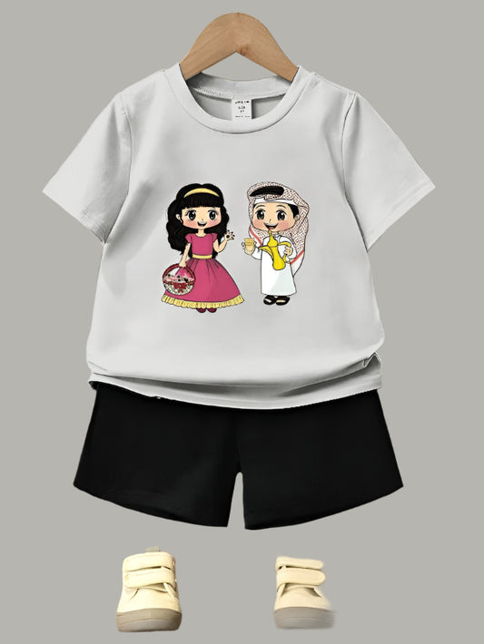 PACK OF 2 WITH EID MUBARAK PRINT ON SHIRTS FOR KIDS