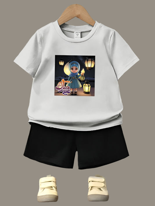 PACK OF 2 WITH EID MUBARAK PRINT ON SHIRTS FOR KIDS