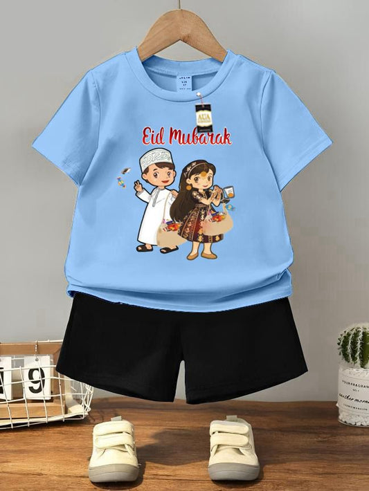 PACK OF 2 WITH EID MUBARAK PRINT ON SHIRTS FOR KIDS
