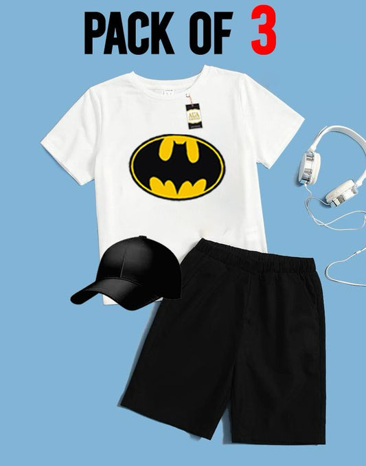 PAC OF 3 BATMAN PRINTED FOR SUMMER COLLECTION KIDS TRACKSUIT