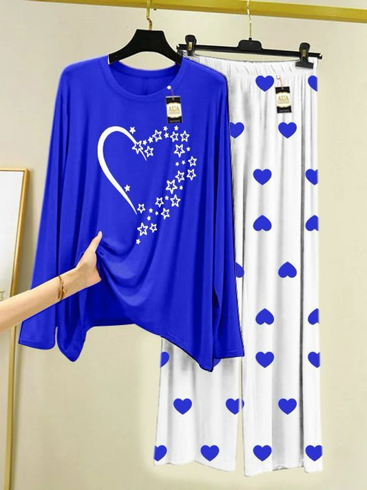 Dark Blue Butterfly Heart Printed MIni Heart Printed Trouser