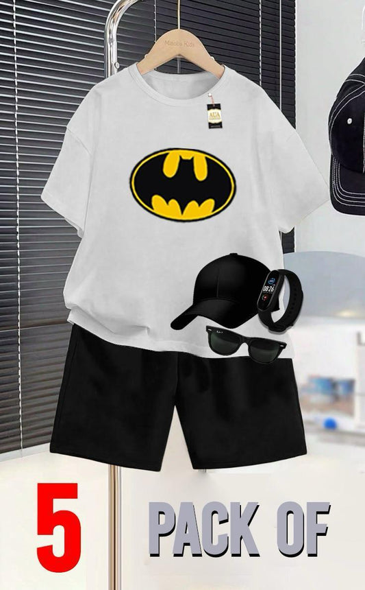 PACK OF 5 BATMAN PRINTED SUMMER OLLECTION FO KIDS