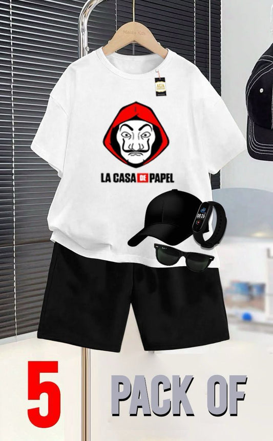 PACK OF 5 LAACASA PAPEL PRINTED SUMMER COLLECTION FOR KIDS