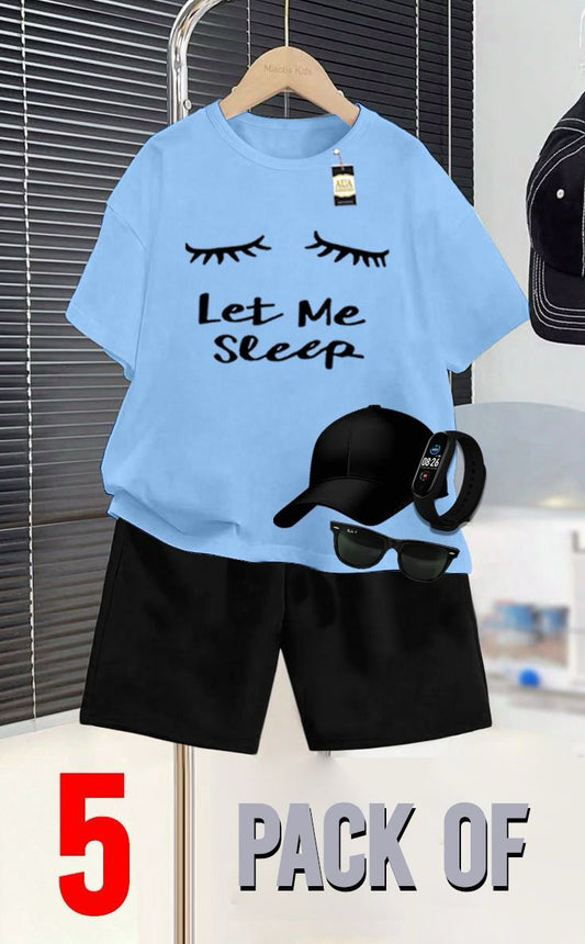 PACK OF 5 LET ME SLEEP PRINTED FOR KIDS SUMMER COLLECTION FOR KIDS