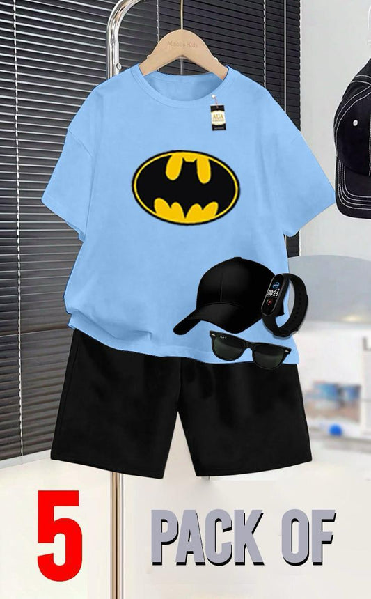 PACK OF 5 BATMAN PRINTED SUMMER COLLECTION FOR KIDS