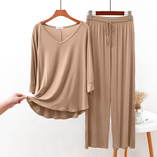 Skin V Neck with Palazzo Style Pajama Full Sleeves Suit for Her (AA-68)