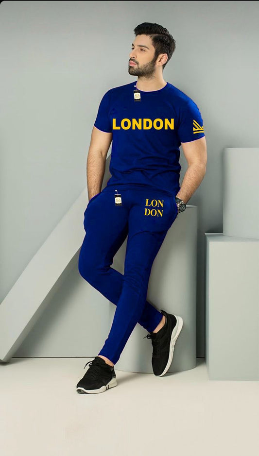 NAVY BLUE LONDON PRINTED MENS SUMMER TRACKSUIT
