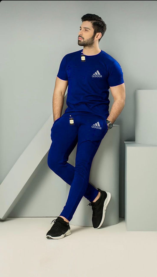 NAVY BLUE ADIDAS PRINTED MENS SUMMER TRACKSUIT
