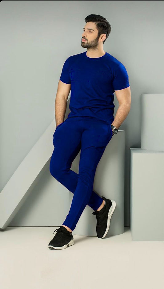 PLAIN NAVY BLUE MEN SUMMER TRACKSUIT