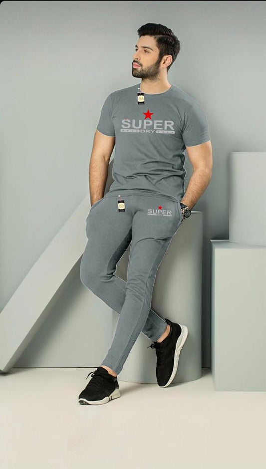 GREY SUPER PRINTED MENS SUMMER TRACK SUIT