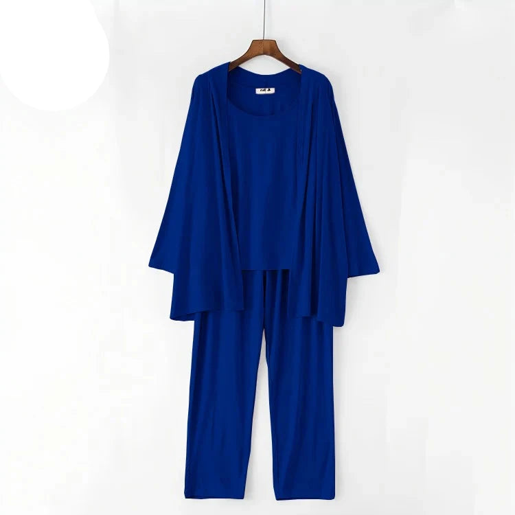Navy Blue 03 Pcs Sleep Wear For Her
