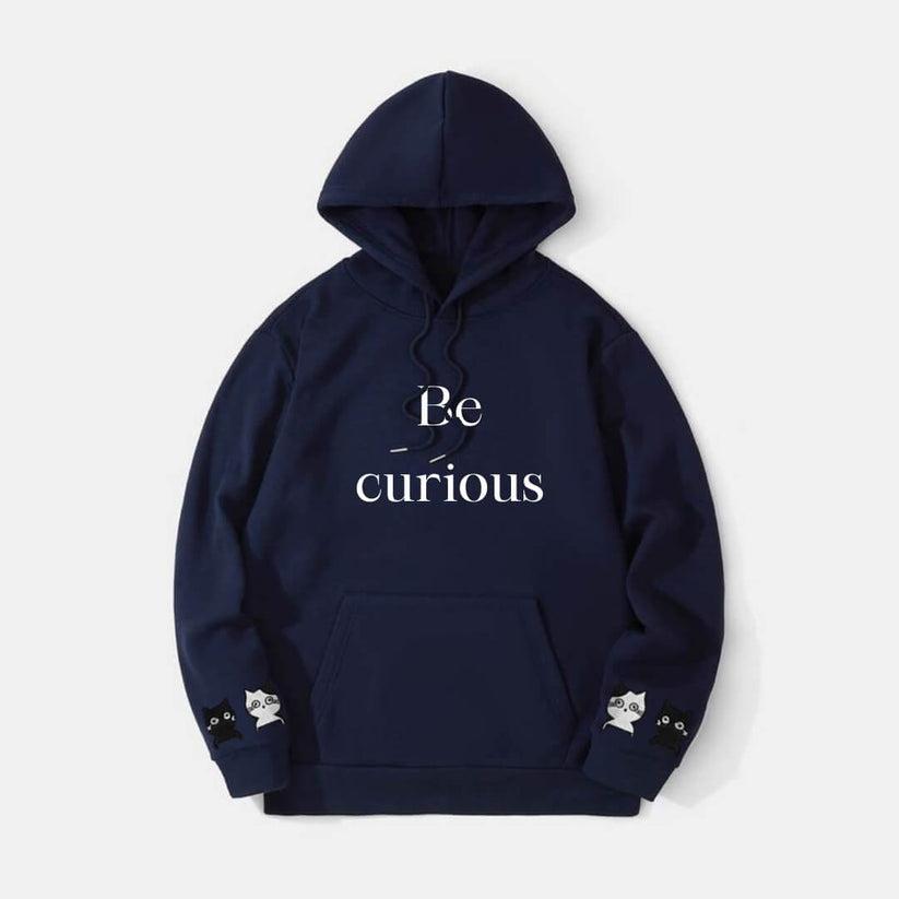 Blue Be Curious Printed Hoodie For Her