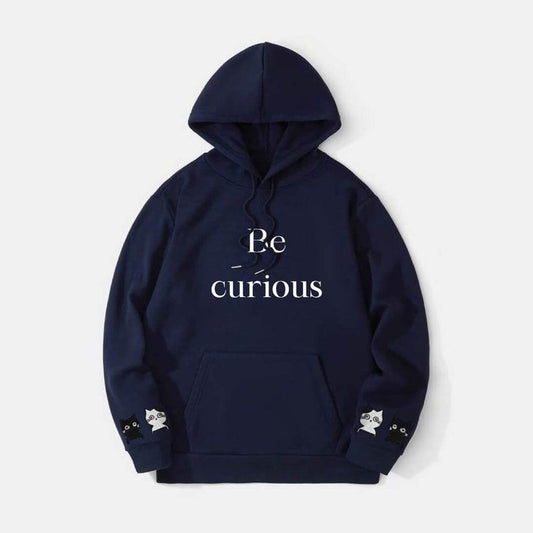 Blue Be Curious Printed Hoodie For Her
