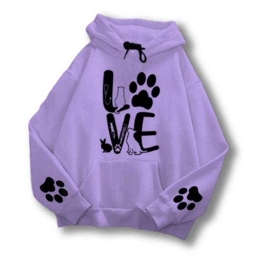 Purple Love Printed Hoodie For Her