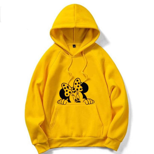 Yellow Minnie Mouse Printed Hoodie For Her