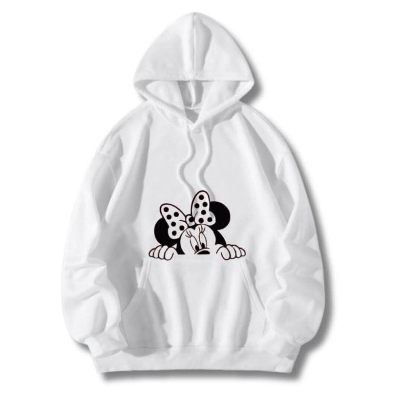 White Minnie Mouse Printed Hoodie For Her