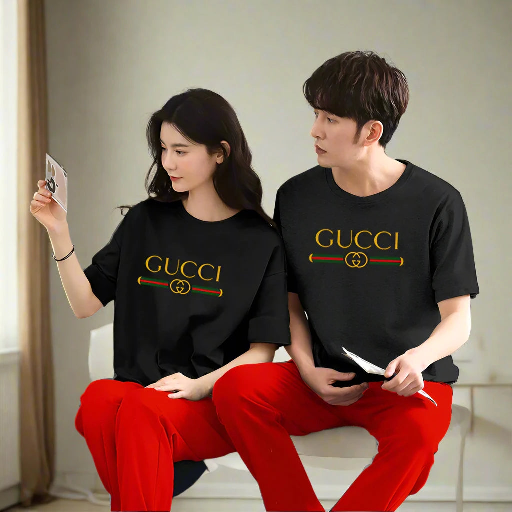 GUCCI Printed Couple Night Suit for Men and Women Pack of 2 ( 12 colours