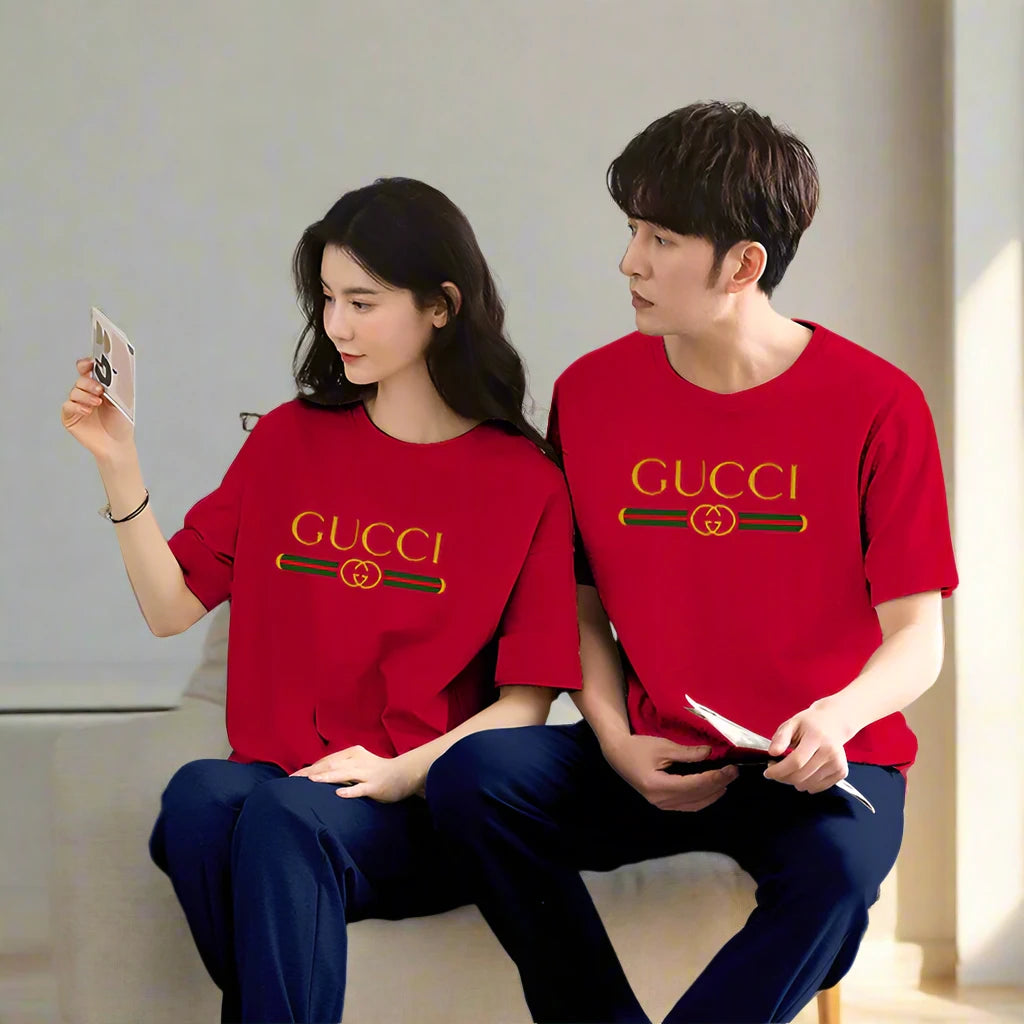 GUCCI Printed Couple Night Suit for Men and Women Pack of 2 ( 12 colours