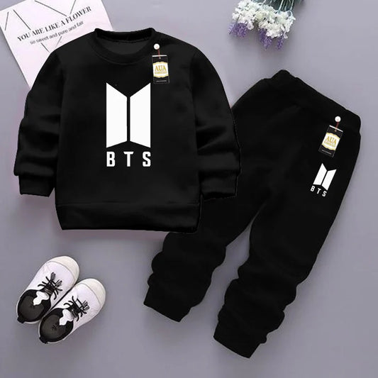 Black (Bts) Printed Kids Tracksuit for Winter