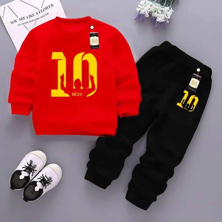 Red and Black (10) Printed Kids Tracksuit for Winter
